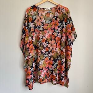 Heat Swimwear Coverup Size Small Medium Floral Hawaiian Tropical Vacation Resort